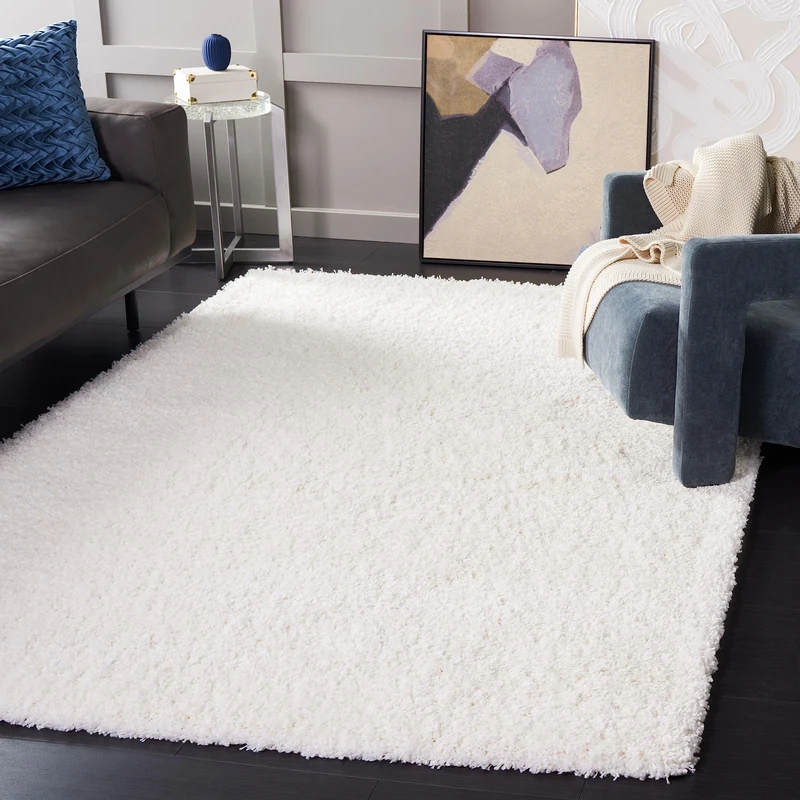 Safavieh Shaggy Indoor Woven Rectangle Area Rug, California Shag Collection, SG151, in White, 201 X 290 cm for Living Room, Bedroom or Any Indoor Space