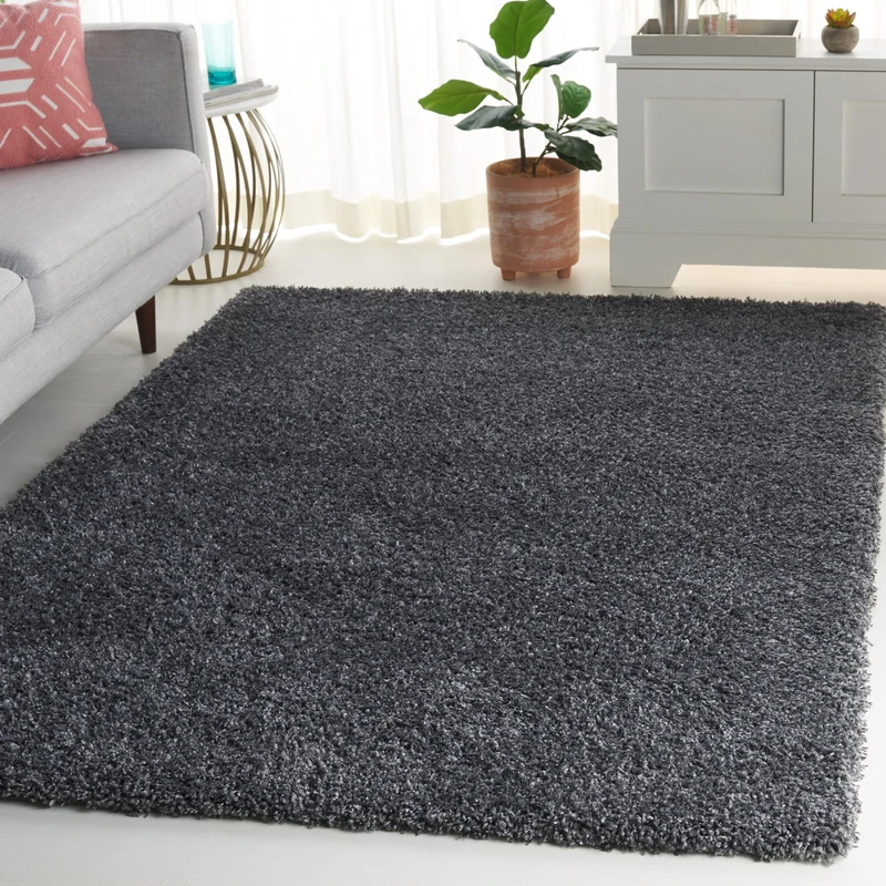 Safavieh Shaggy Indoor Woven Rectangle Area Rug, California Shag Collection, SG151, in Dark Grey, 160 X 229 cm for Living Room, Bedroom or Any Indoor Space