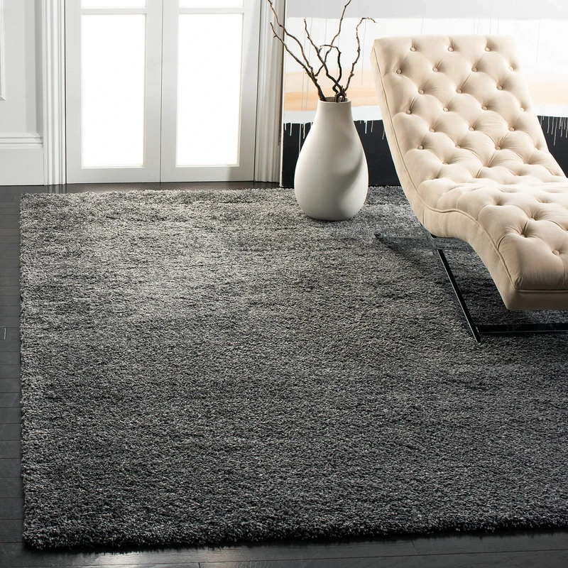 Safavieh Shaggy Indoor Woven Rectangle Area Rug, California Shag Collection, SG151, in Dark Grey, 201 X 290 cm for Living Room, Bedroom or Any Indoor Space