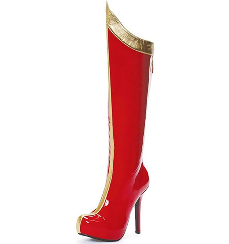 Ellie Shoes Women's 517 Comet Combat Boot, Red/Gold, 6 M US - Image 1