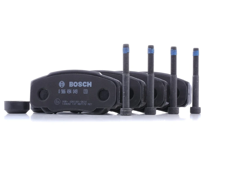 Bosch BP417 - Brake Pads Car Rear Axle - Bosch Quality - Reduced Noise and Dust - ECE-R90 Certified - Copper-Free - 1 Set of 4 Pads - With Accessories