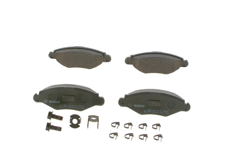 Bosch BP376 - Brake Pads Car Front Axle - Bosch Quality - Reduced Noise and Dust - ECE-R90 Certified - Copper-Free - 1 Set of 4 Pads - With Accessories