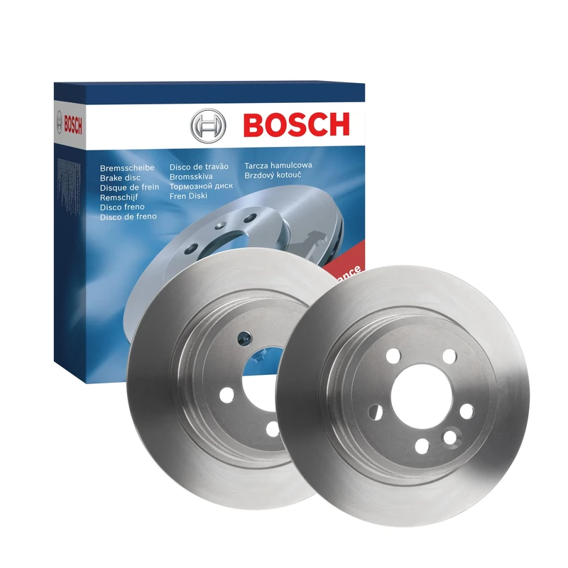 Bosch BD737 Brake Disc Set - 280 mm Solid Discs - Rear Axle - ECE-R90 Certified - Reliable Braking, Stable Performance, Corrosion Protection - 1 Set of 2 Discs