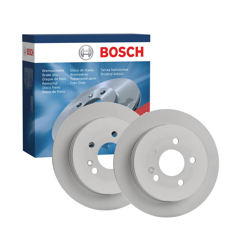 Bosch BD398 Brake Disc Set - 285 mm Solid Discs - Rear Axle - ECE-R90 Certified - Long Service Life, Advanced Corrosion Protection - 1 Set of 2 Discs