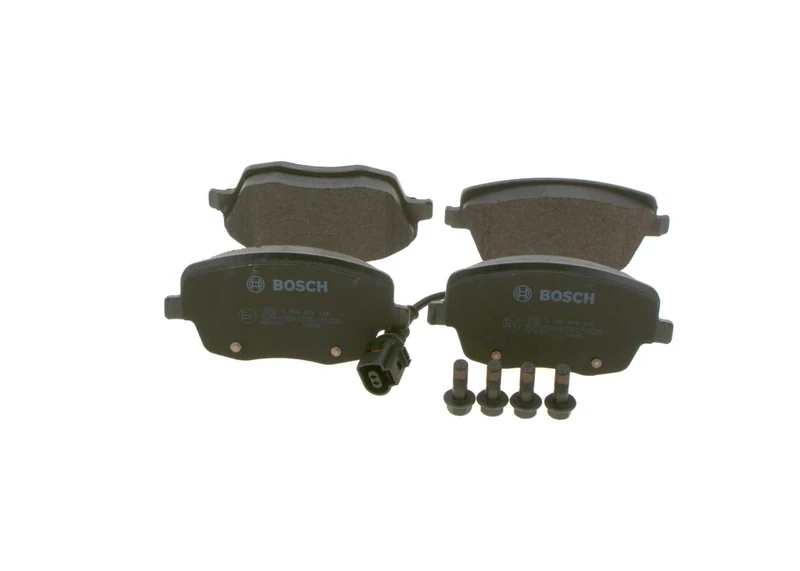 Bosch BP1015 - Brake Pads Car Front Axle - Bosch Quality - Reduced Noise and Dust - ECE-R90 Certified - Copper-Free - 1 Set of 4 Pads - With Accessories