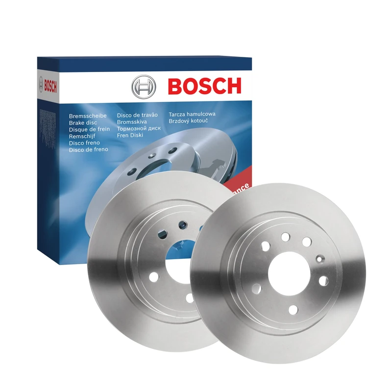Bosch BD406 Brake Disc Set - 285.8 mm Solid Discs - Rear Axle - ECE-R90 Certified - Reliable Braking, Stable Performance, Corrosion Protection - 1 Set of 2 Discs