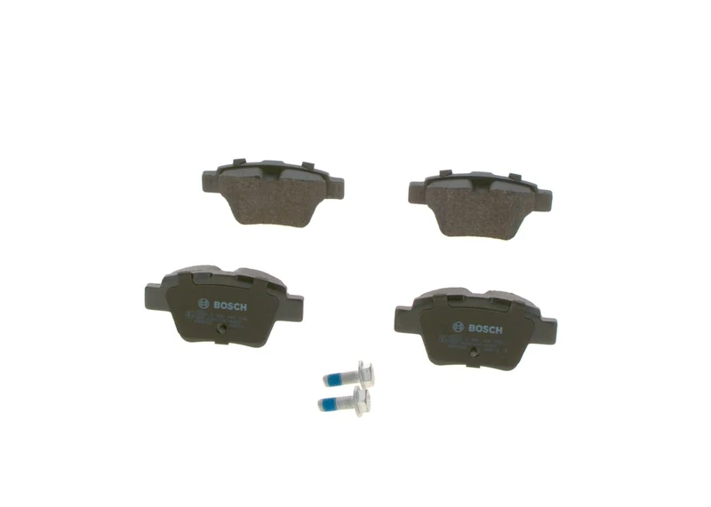 Bosch BP1009 - Brake Pads Car Rear Axle - Bosch Quality - Reduced Noise and Dust - ECE-R90 Certified - Copper-Free - 1 Set of 4 Pads - With Accessories