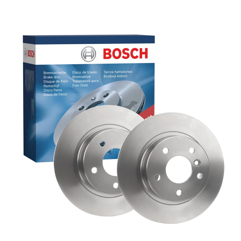 Bosch BD423 Brake Disc Set - 304 mm Solid Discs - Rear Axle - ECE-R90 Certified - Reliable Braking, Stable Performance, Corrosion Protection - 1 Set of 2 Discs
