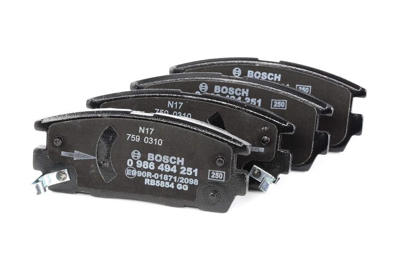Bosch BP1123 - Brake Pads Car Rear Axle - Bosch Quality - Reduced Noise and Dust - ECE-R90 Certified - Copper-Free - 1 Set of 4 Pads