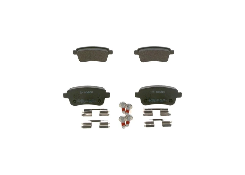 Bosch BP1292 - Brake Pads Car Rear Axle - Bosch Quality - Reduced Noise and Dust - ECE-R90 Certified - Copper-Free - 1 Set of 4 Pads - With Accessories