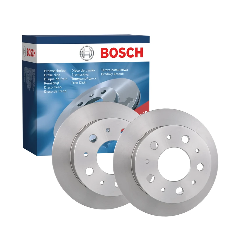 Bosch BD1003 Brake Disc Set - 280 mm Solid Discs - Rear Axle - ECE-R90 Certified - Reliable Braking, Stable Performance, Corrosion Protection - 1 Set of 2 Discs