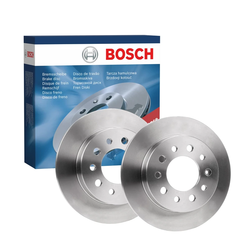 Bosch BD1532 Brake Disc Set - 258 mm Solid Discs - Rear Axle - ECE-R90 Certified - Reliable Braking, Stable Performance, Corrosion Protection - 1 Set of 2 Discs
