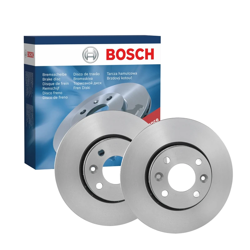 Bosch BD1400 Brake Disc Set - 258 mm Vented High-Carbon Discs - Front Axle - ECE-R90 Certified - Improved Cooling, Reduced Brake Fade, Corrosion Protection - 1 Set of 2 Discs