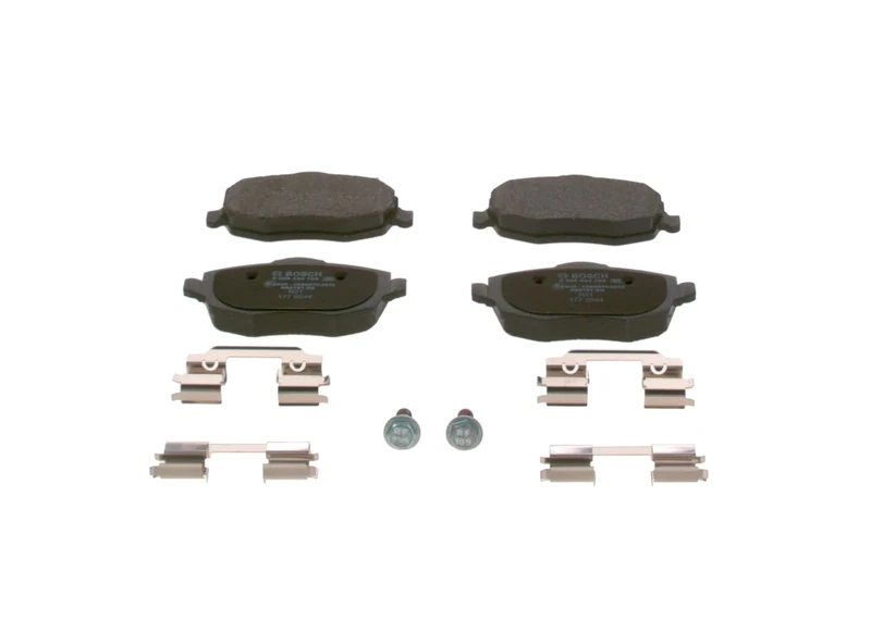 Bosch BP934 - Brake Pads Car Front Axle - Bosch Quality - Reduced Noise and Dust - ECE-R90 Certified - Copper-Free - 1 Set of 4 Pads - With Accessories