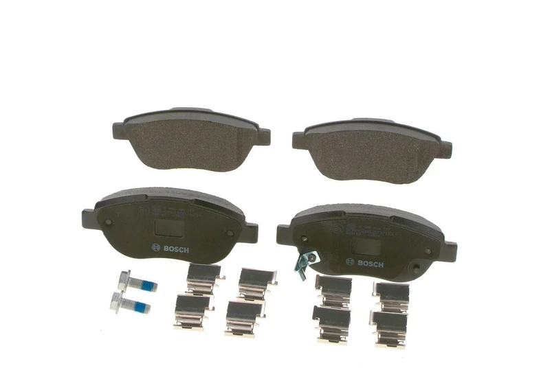 Bosch BP1068 - Brake Pads Car Front Axle - Bosch Quality - Reduced Noise and Dust - ECE-R90 Certified - Copper-Free - 1 Set of 4 Pads - With Accessories