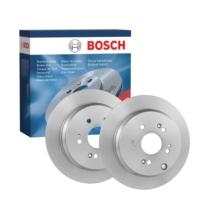 Bosch BD1266 Brake Disc Set - 304.5 mm Solid Discs - Rear Axle - ECE-R90 Certified - Reliable Braking, Stable Performance, Corrosion Protection - 1 Set of 2 Discs