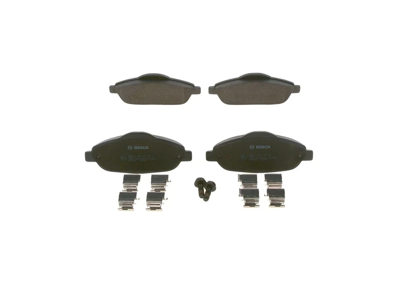 Bosch BP1173 - Brake Pads Car Front Axle - Bosch Quality - Reduced Noise and Dust - ECE-R90 Certified - Copper-Free - 1 Set of 4 Pads - With Accessories