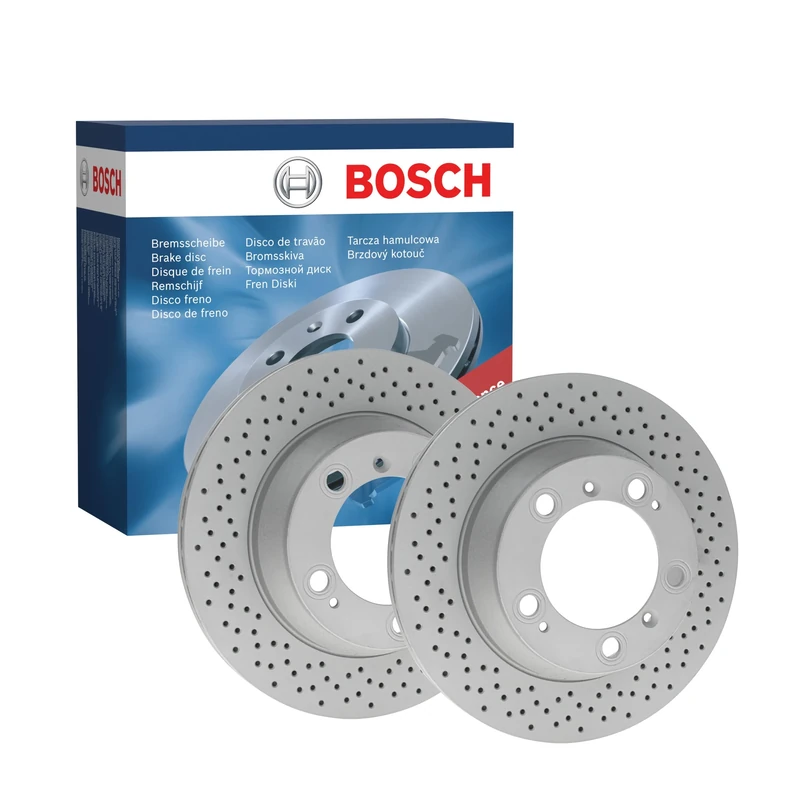 Bosch BD512 Brake Disc Set - 299 mm Vented Coated Discs - Rear Axle - ECE-R90 Certified - Great Cooling, Advanced Corrosion Protection - 1 Set of 2 Discs