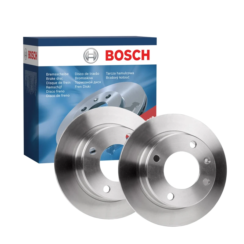Bosch BD523 Brake Disc Set - 223.8 mm Solid Discs - Rear Axle - ECE-R90 Certified - Reliable Braking, Stable Performance, Corrosion Protection - 1 Set of 2 Discs