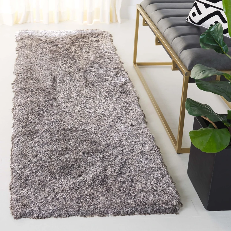 Safavieh Shaggy Indoor Woven Runner Area Rug, Paris Shag Collection, SG511, in Sable, 69 X 244 cm for Living Room, Bedroom or Any Indoor Space
