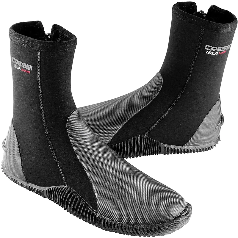 Cressi Isla W/Sole Boots Black/Red 3mm L_UK 8/8.5_EU 42/43 Unisex Diving Neoprene Boots with Rubber Soles
