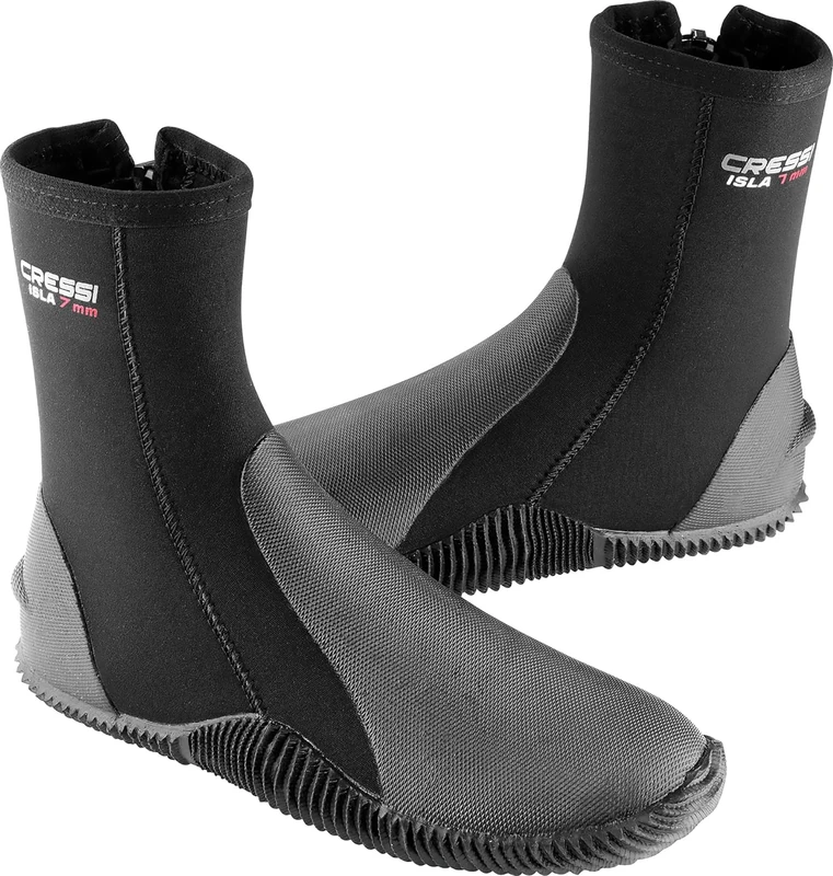 Cressi Isla W/Sole Boots Black/Red 7mm XL_UK 10/11_EU 44/45 Unisex Diving Neoprene Boots with Rubber Soles