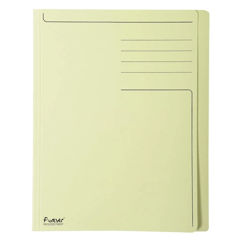 Exacompta - Ref 441005E - Forever Pre-Printed Square Cut Folder - A4 in Size, Suitable for Storing A4 Documents, Made from 280gsm Recycled Card - Yellow (Pack of 100)