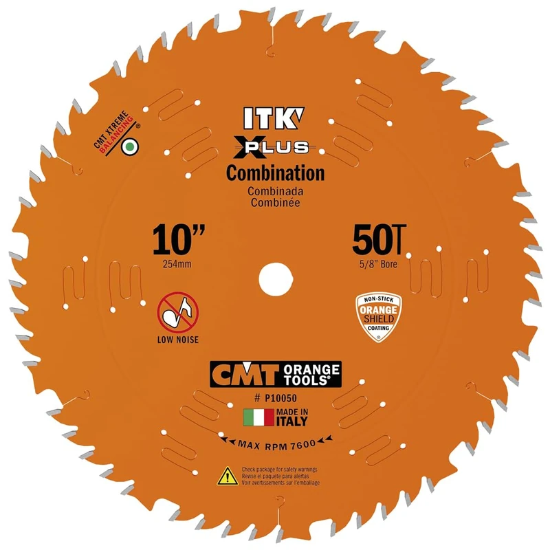 CMT P10050 ITK Plus Combination Saw Blade, 10 x 50 Teeth, 1FTG+ 4ATB Teeth with Shear with 5/8-Inch bore