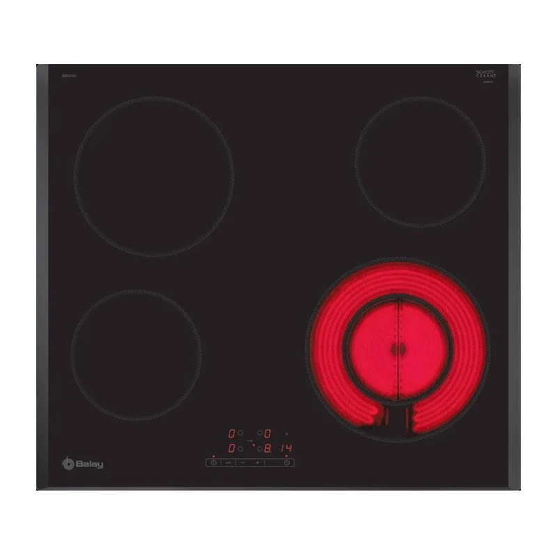 Balay 3EB721LR – Ceramic Hob, 4 Cooking Zones, 60 cm, Double Zone 21-12 cm, Black Beveled