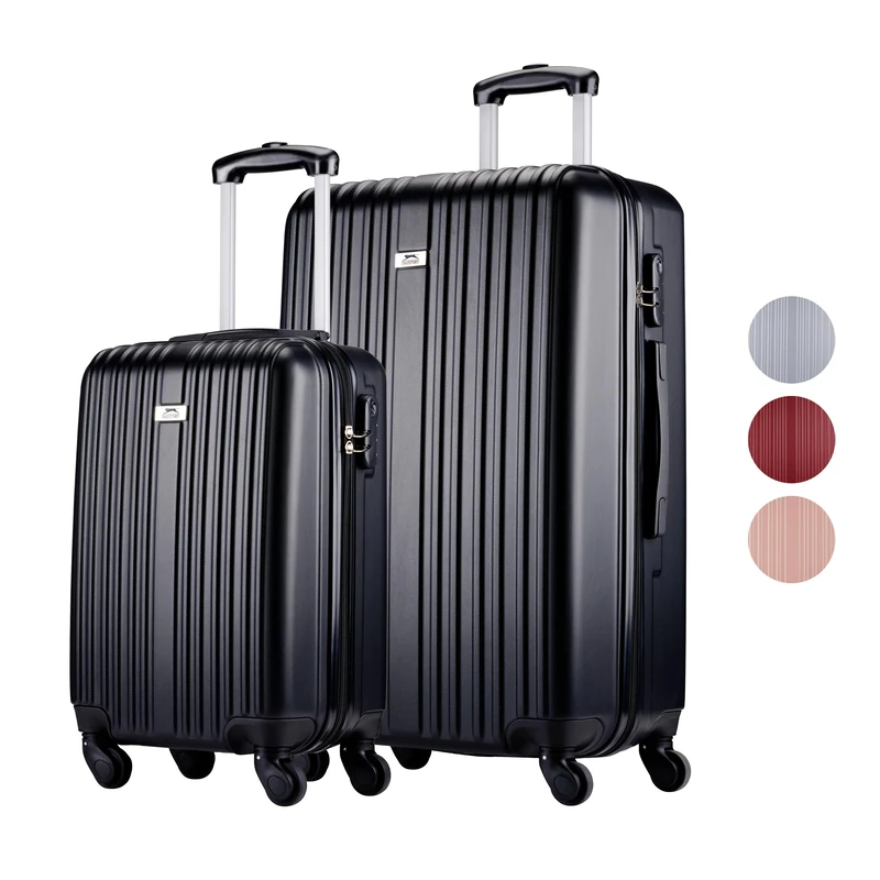 Slazenger Suitcase Set 2 Pieces / 3 Pieces - Trolley Hand Pack and Travel Suitcase Large - ABS Hard Case Set - Suitcase Set with 360° Wheels and Combination Lock - Trolley Suitcase, Black, 2-Teilig, - Image 1