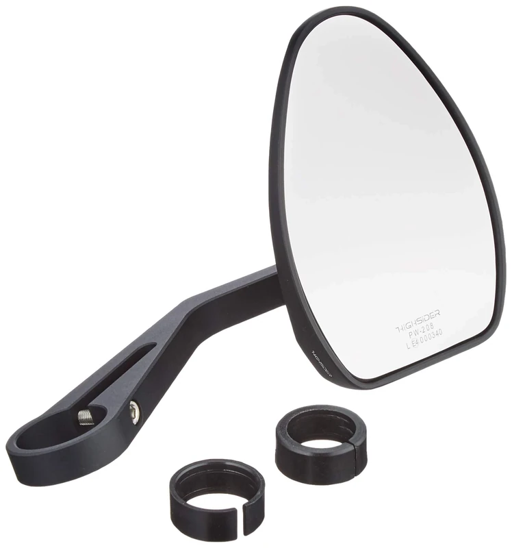 Highsider Motorcycle Handlebar End Mirror for 22/25.4 mm Ferrara 2 Aluminium Black