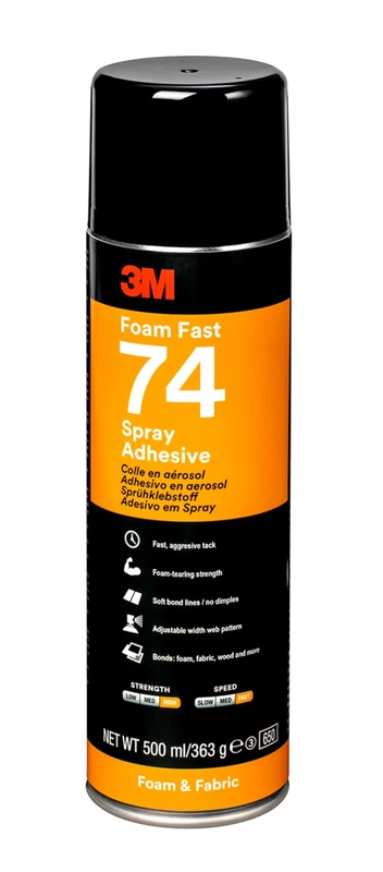 3M 7000116772 Spray74 Foam Fast Adhesive, 500 ml, Light Orange - Image 1