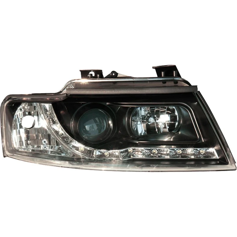 AutoStyle Set Headlights in DRL-Look compatible with Audi A4 B6 Convertible 2002- - Black