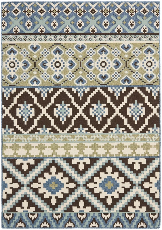 Safavieh Bold & Bright Indoor Woven Rectangle Area Rug, Veranda Collection, VER097, in Chocolate / Blue, 122 X 170 cm for Living Room, Bedroom or Any Indoor Space