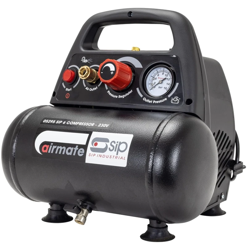 SIP Airmate Air Compressor Portable Oil-Free Direct Drive, 230V 6L 1.5hp 1.1kW 116psi 8 Bar 6.4CFM