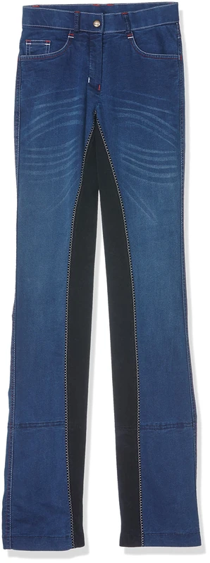 HKM Girl's Summer Denim Jodhpur Riding Breeches, Jeans Blue/Deep Blue, 8/9 Years
