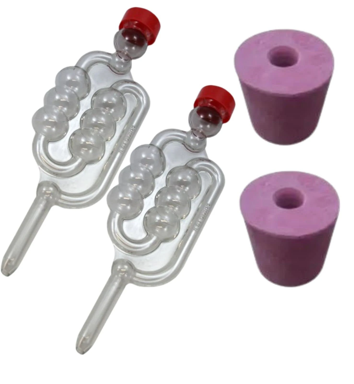 2X Bubbler Airlock and 2X Bored Rubber Bung to fit 1 Gallon 6 Bottle Glass demijohns