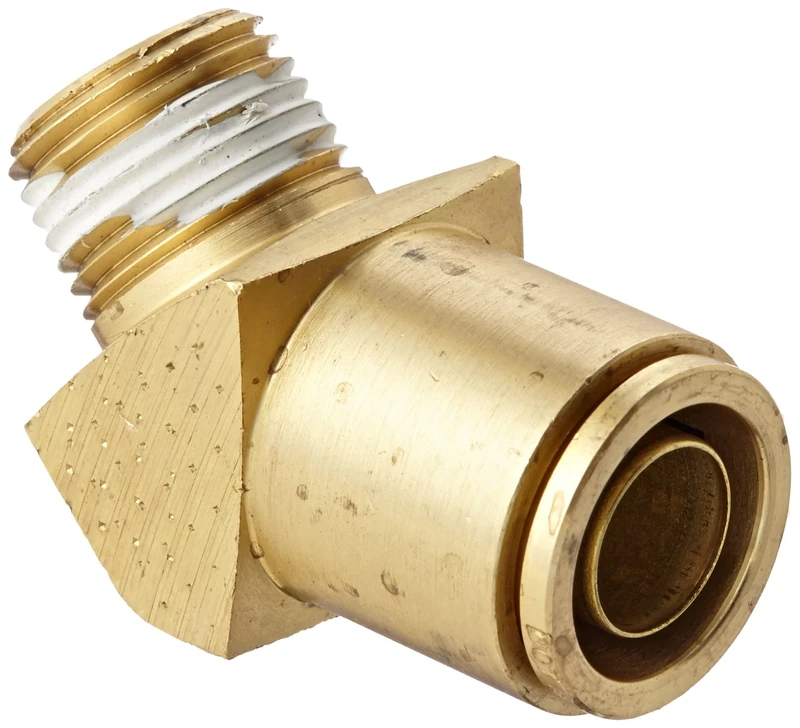 Eaton Weatherhead 1880X12 Brass CA360 D.O.T. Air Brake Tube Fitting, 45 Degree Elbow, 1/2" NPT Male x 3/4" Tube OD - Image 1