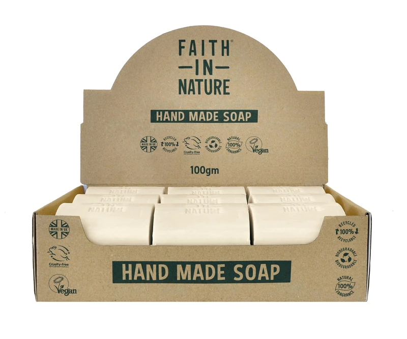 Faith In Nature Natural Lavender Hand Soap Bar Box Set, Relaxing, Vegan & Cruelty Free, No SLS or Parabens, 18 x 100g
