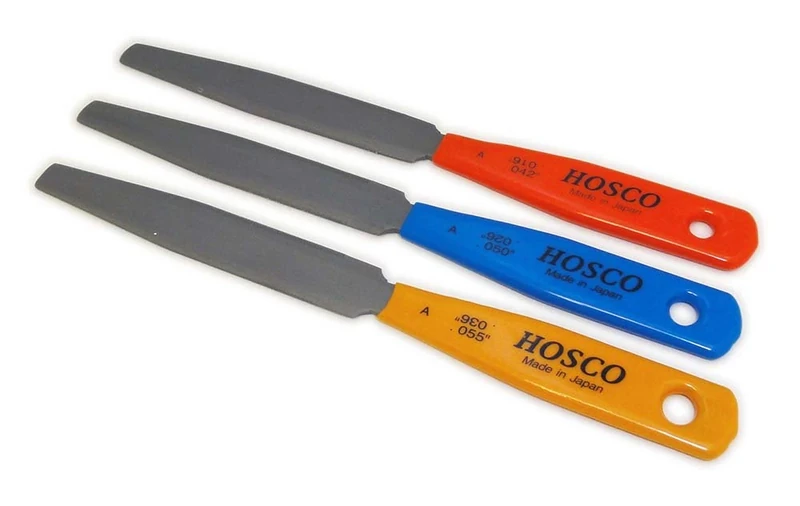 Hosco Japanese Saddle File Set for Acoustic Guitar, 3 files with 2 thicknesses each - Image 1