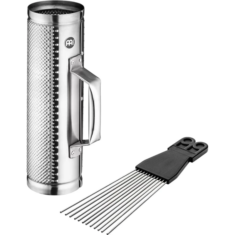 Meinl Percussion Merengue Güira Instrument - Medium-Large Hollow Scraper Instrument with Handle - Including Scraper - Steel, Silver(MGU2)