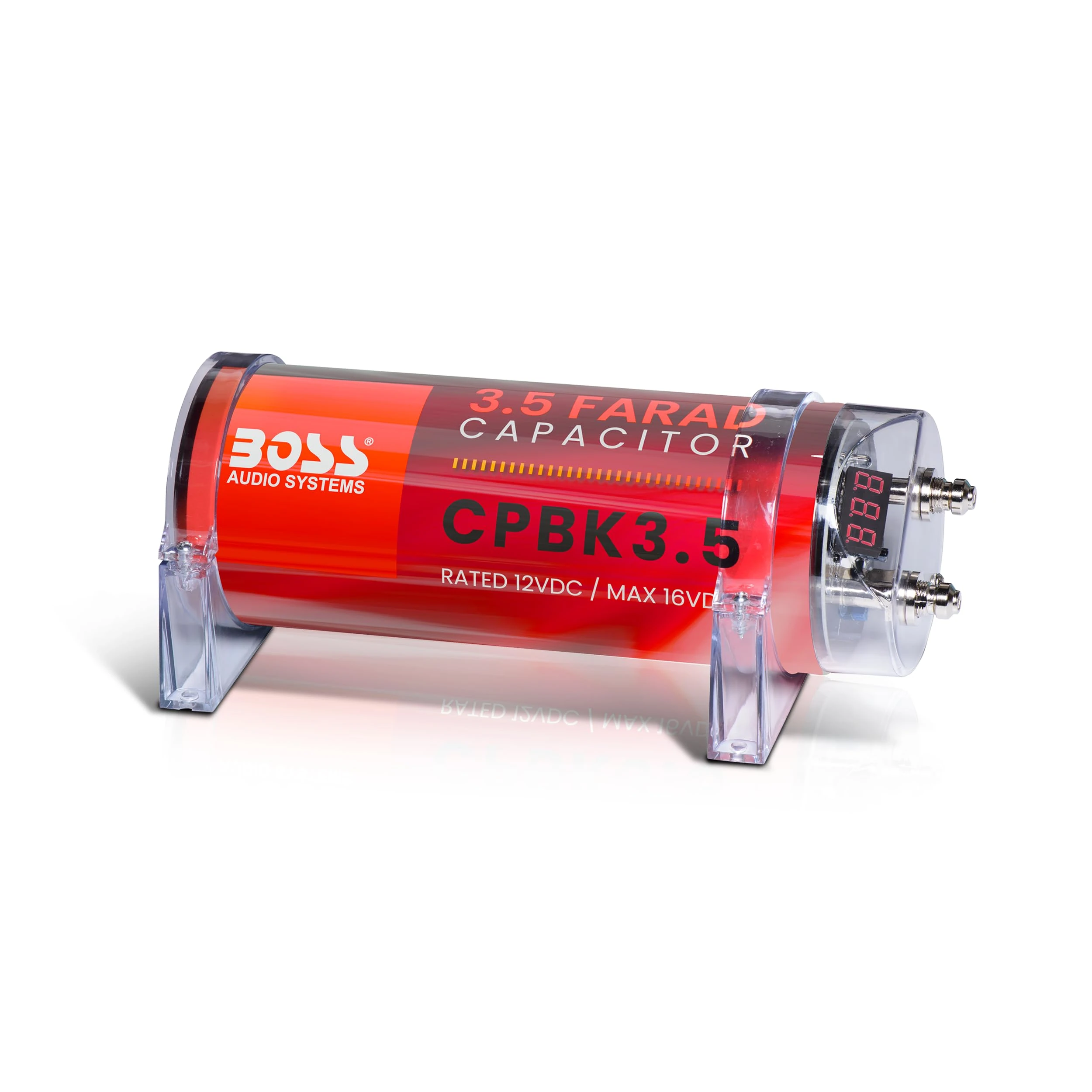 BOSS Audio Systems CPBK3.5 Car Capacitor - 3.5 Farad, Energy Storage, Enhance Stereo Bass, Warning Reverse Polarity Tone, Voltage Overload Low Battery