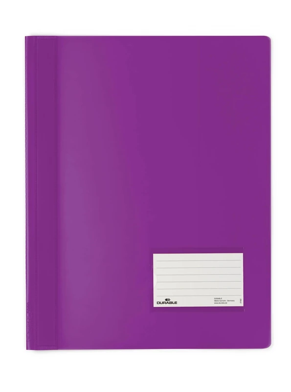 Durable DURALUX A4 Document Folder Light Purple | Made From PVC | Extra Wide For Filing Punched Pockets | Pack of 25