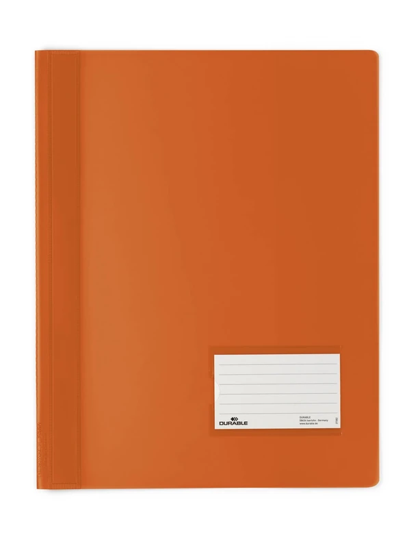 Durable DURALUX A4 Document Folder Orange | Made From PVC | Extra Wide For Filing Punched Pockets | Pack of 25