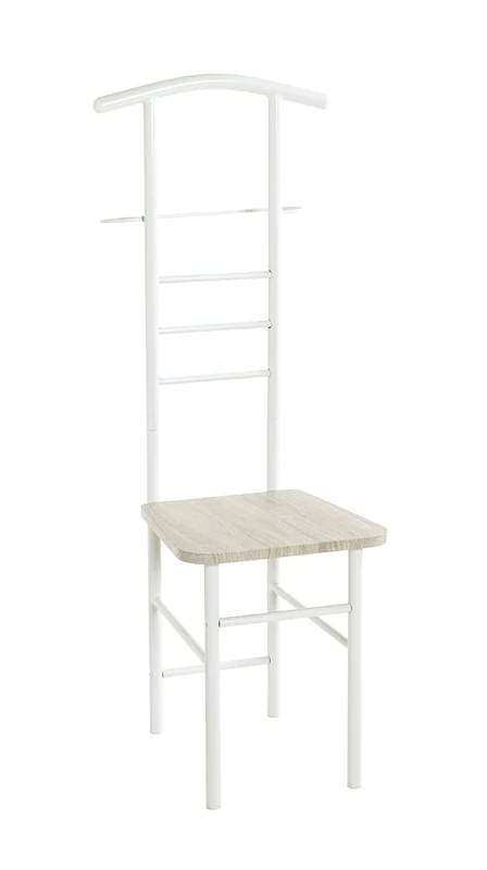 HAKU Möbel Men'S Valet Oak, White, Mdf, Metal - Size: W 46 cm X H 119 cm X D 50 cm, Style: Modern