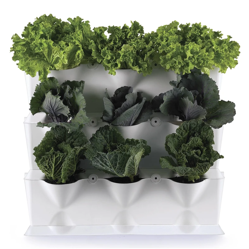 minigarden Vertical 1 Set for 9 Plants, Modular & Expandable Vertical Garden, Freestanding from the Floor or Wall Mounting, Innovative Drainage System, Long Life Cycle (White)