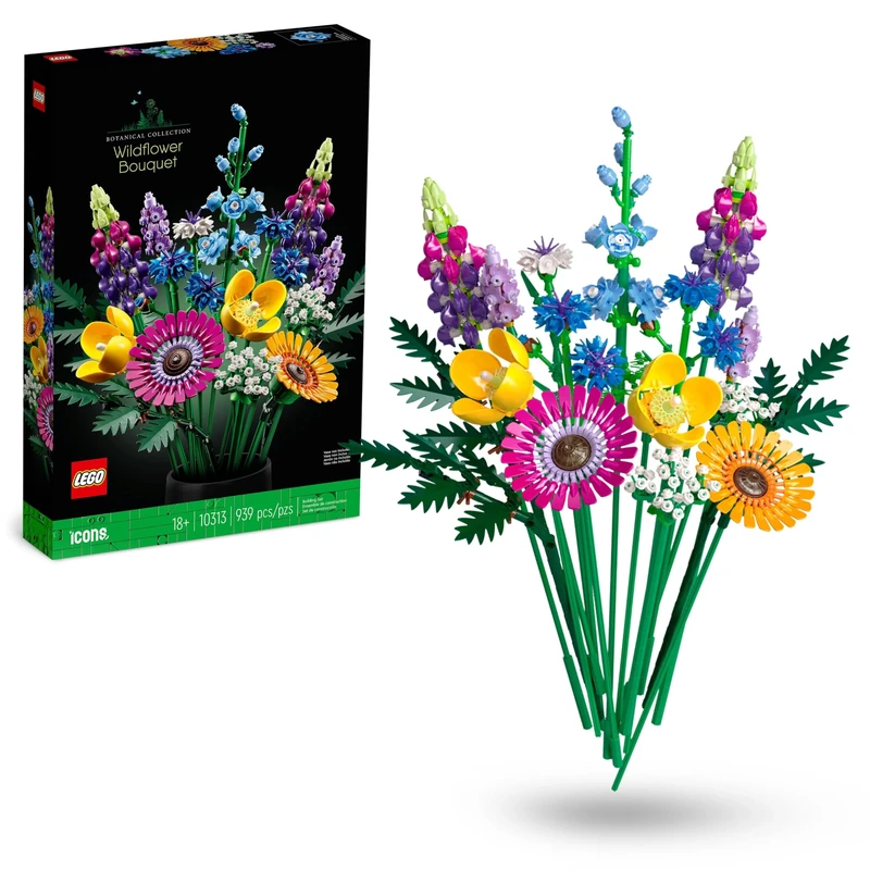 LEGO Botanicals Wildflower Bouquet Set - Artificial Flowers with Poppies and Lavender - Crafts kit for Adults - Home Office Décor Gifts for Women and Men - 10313