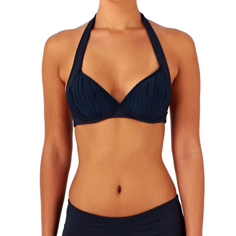 Seafolly, Goddess Fixed Moulded Halter Bikini Top, Indigo (8)