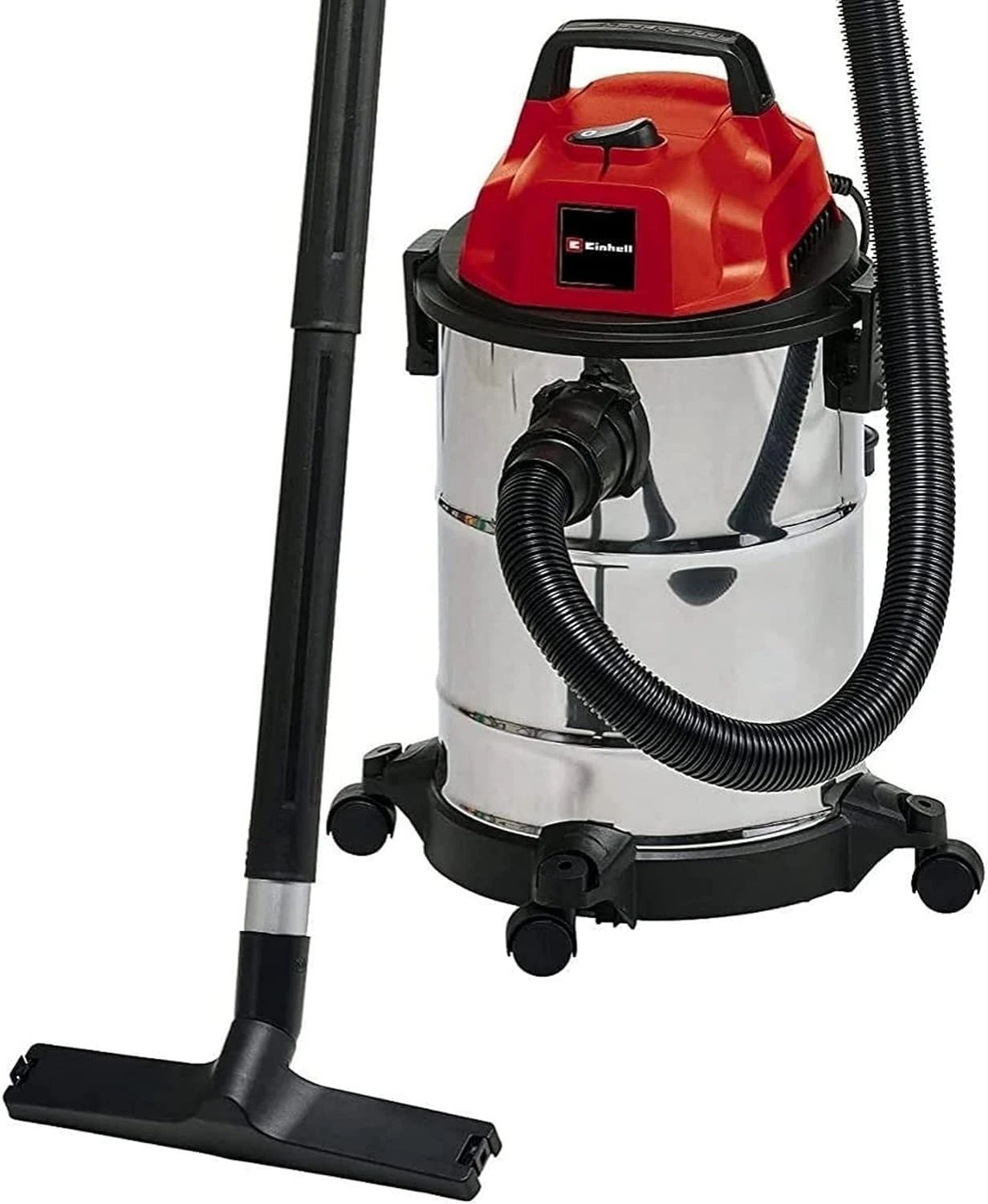Einhell 2342167 TC-VC 1820 S Wet And Dry Vacuum Cleaner | 1250W, 20L Stainless Steel Tank | Wet-Dry Vacuum With Blow Function For Car, Garage, Workshop, Home / Artificial Grass Vac, Red