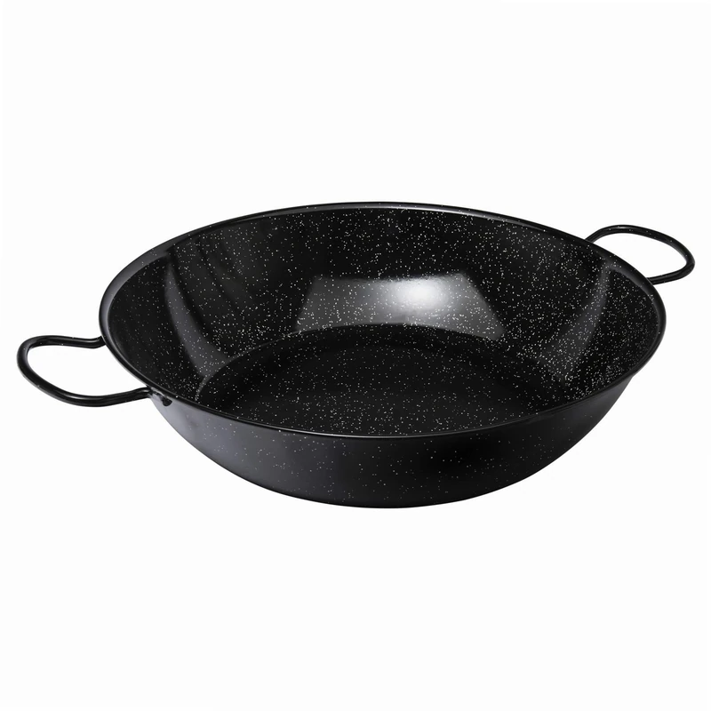 La Valenciana 60 cm Enameled Steel Frying Pan with 2 Handles, Black - Image 1